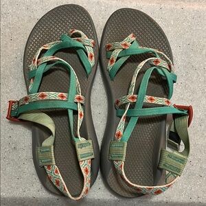 Chaco Green and Orange Adventure Sandals